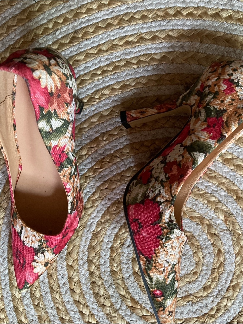 Floral Pointed-Toe Stiletto Pumps